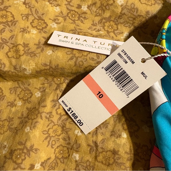 Trina Turk Blue and Yellow Floral Swimsuit - Picture 6 of 8